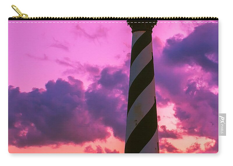 Lighthouse Zip Pouch featuring the photograph Sunset at Cape Hatteras vertical by Nick Zelinsky Jr