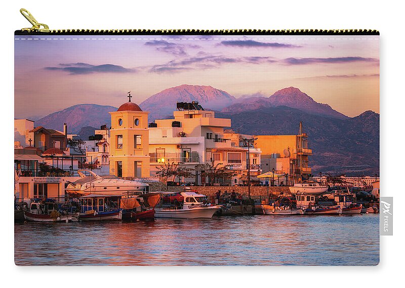 Greek Culture Zip Pouch featuring the photograph Sunset At Ierapetra, Crete, Greece by Joe Daniel Price