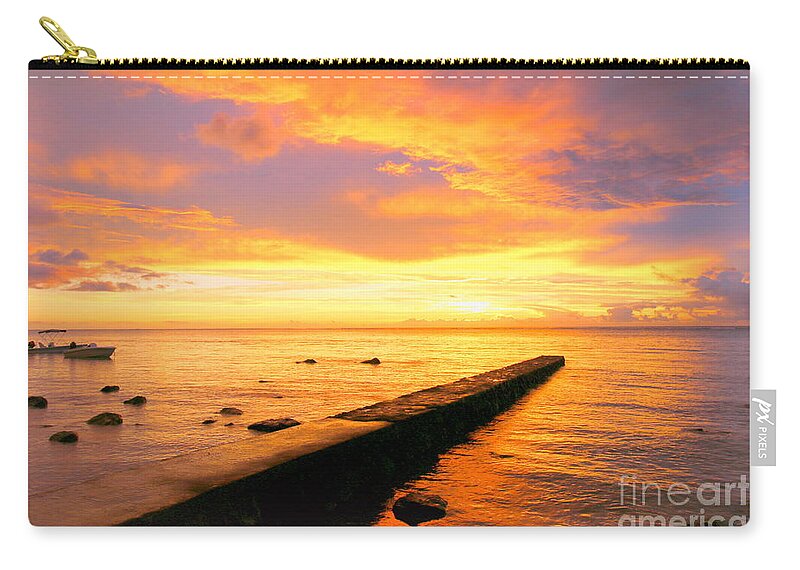 Sunset Carry-all Pouch featuring the photograph Sunset at Mauritius by Amanda Mohler