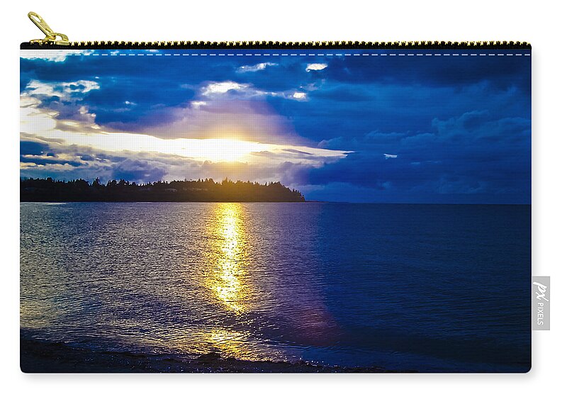 British Columbia Zip Pouch featuring the photograph Sunset at Parksville Beach by Christi Kraft