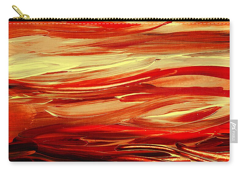 Red Zip Pouch featuring the painting Sunset At The Red River Abstract by Irina Sztukowski