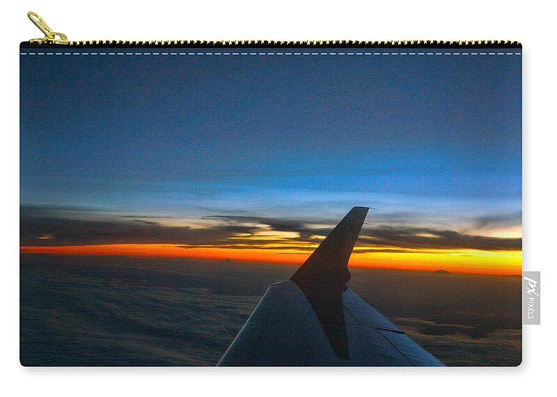Sunset Zip Pouch featuring the photograph Sunset at thirty thousand Feet by Ron Roberts