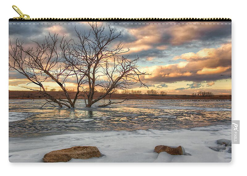 Sunset Zip Pouch featuring the photograph Sunset at Walnut Lake by Nikolyn McDonald