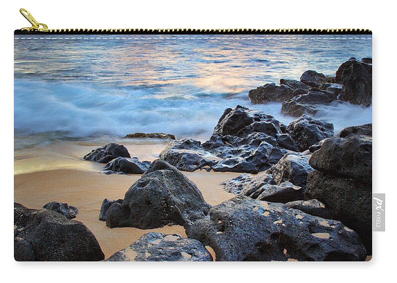 America Zip Pouch featuring the photograph Sunset Beach by Inge Johnsson
