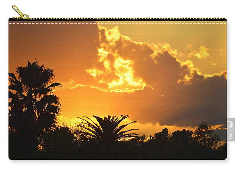 Scenic Zip Pouch featuring the photograph Sunset Behind the Palms by AJ Schibig