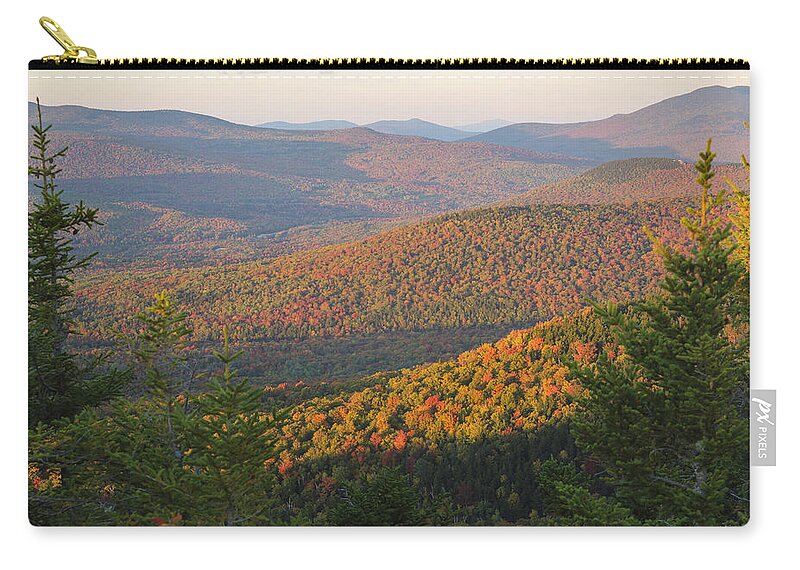 Sunset Zip Pouch featuring the photograph Sunset Glow over the Autumn Landscape by White Mountain Images