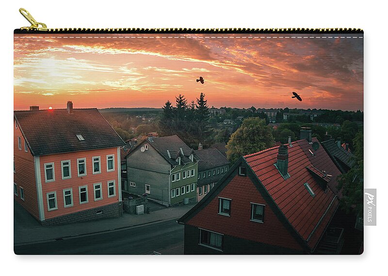 Tranquility Zip Pouch featuring the photograph Sunset In A Peaceful City by Shan.shihan