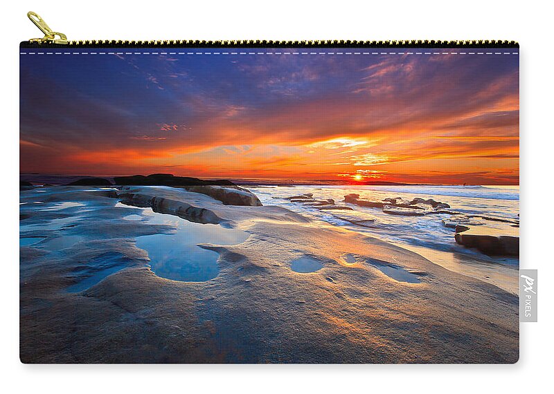 Seascape Zip Pouch featuring the photograph Sunset in San Diego by Ben Graham