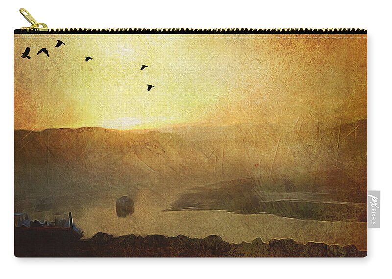 Ocean Zip Pouch featuring the painting Sunset Low Tide Cape Neddick River by Ann Tracy