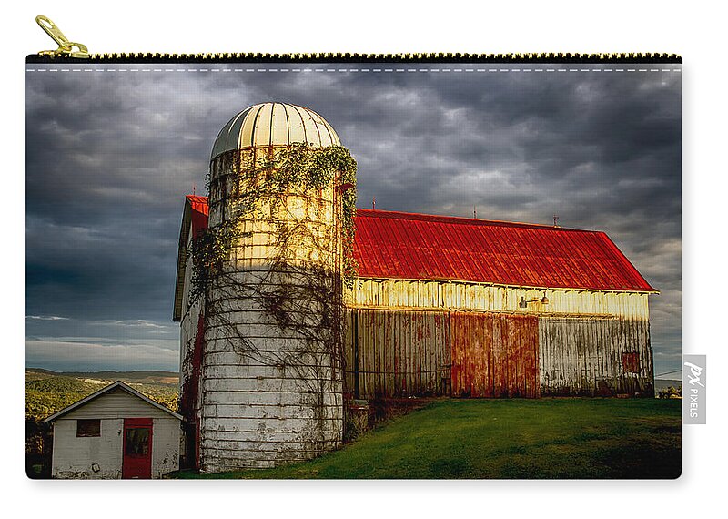 Sunset Zip Pouch featuring the photograph Sunset on a Pennsylvania Barn by John Haldane
