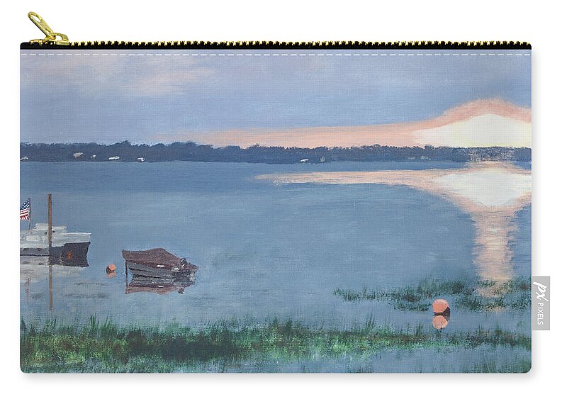 Lake Zip Pouch featuring the painting Sunset On Lake Champlain by Cynthia Morgan
