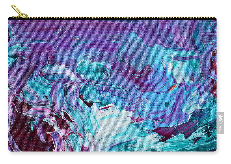 Water Zip Pouch featuring the painting Sunset On Raging Water by Donna Blackhall
