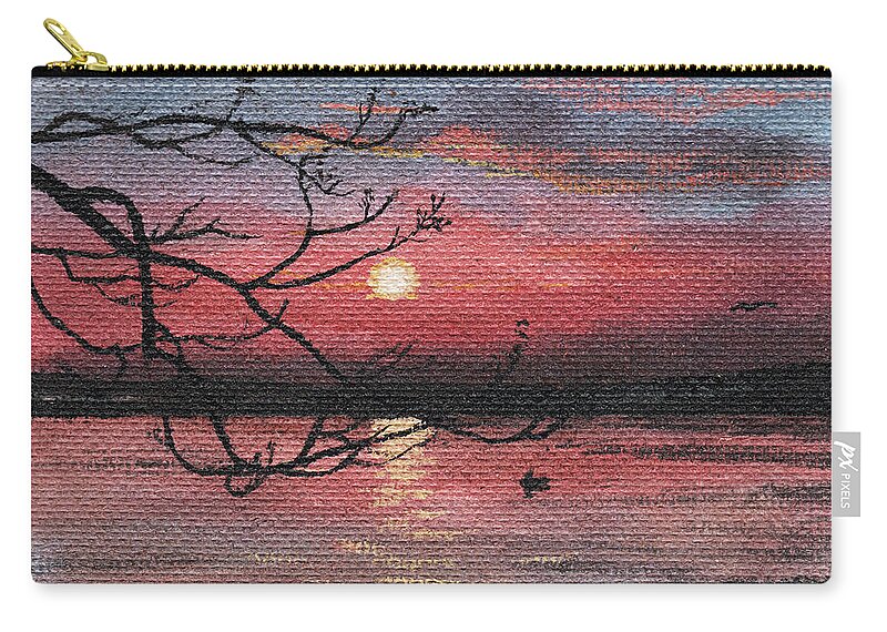 Sunset Zip Pouch featuring the photograph Sunset on the Lake by Masha Batkova
