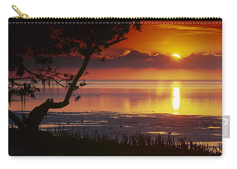 00175659 Zip Pouch featuring the photograph Sunset Over Annes Beach Florida Keys by Tim Fitzharris