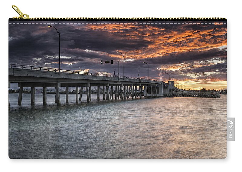 Drawbridge Zip Pouch featuring the photograph Sunset Over The Drawbridge by Fran Gallogly