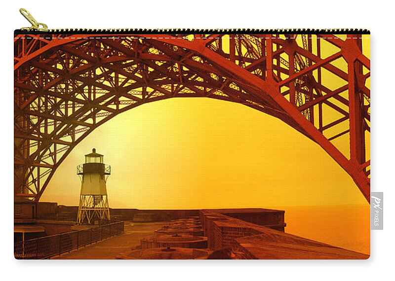Sunset Zip Pouch featuring the photograph Sunset over the Golden Gate Bridge by Joe Lach