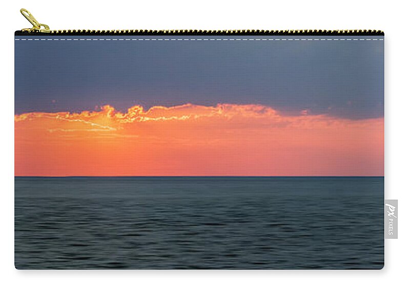 Sky Zip Pouch featuring the photograph Sunset panorama over ocean by Elena Elisseeva