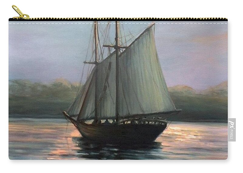 Schooner Zip Pouch featuring the painting Sunset Sails by Eileen Patten Oliver