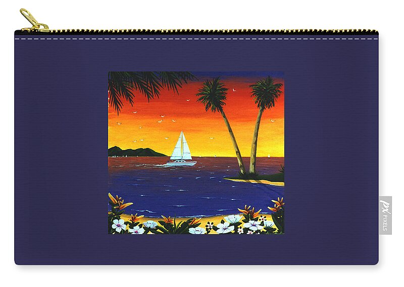 Sunset Zip Pouch featuring the painting Sunset Sails by Lance Headlee