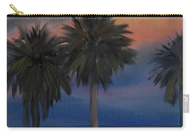 Noewi Zip Pouch featuring the painting Sunset Shore by Jindra Noewi