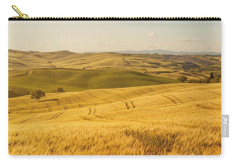 Scenics Zip Pouch featuring the photograph Sunset Tuscany Landscape by Focusstock