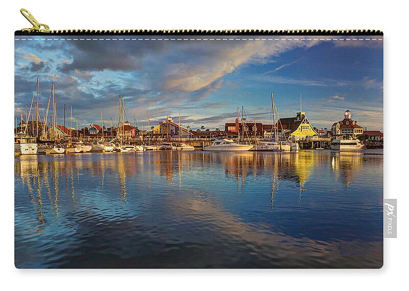 Boat Zip Pouch featuring the photograph Sunset's Warm Glow by Heidi Smith