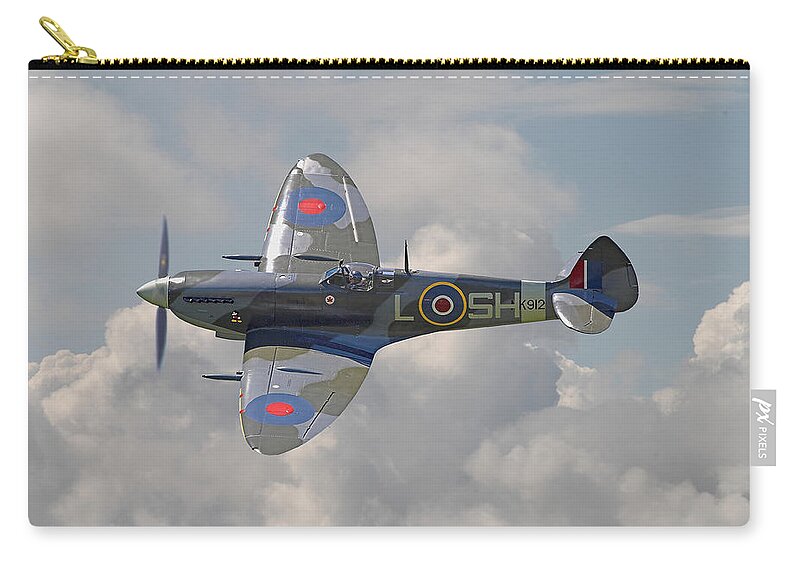 Aircraft Zip Pouch featuring the digital art Supermarine Spitfire by Pat Speirs