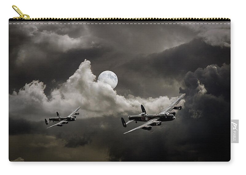 Two Lancasters Zip Pouch featuring the photograph Supermoon Lancasters by Gary Eason