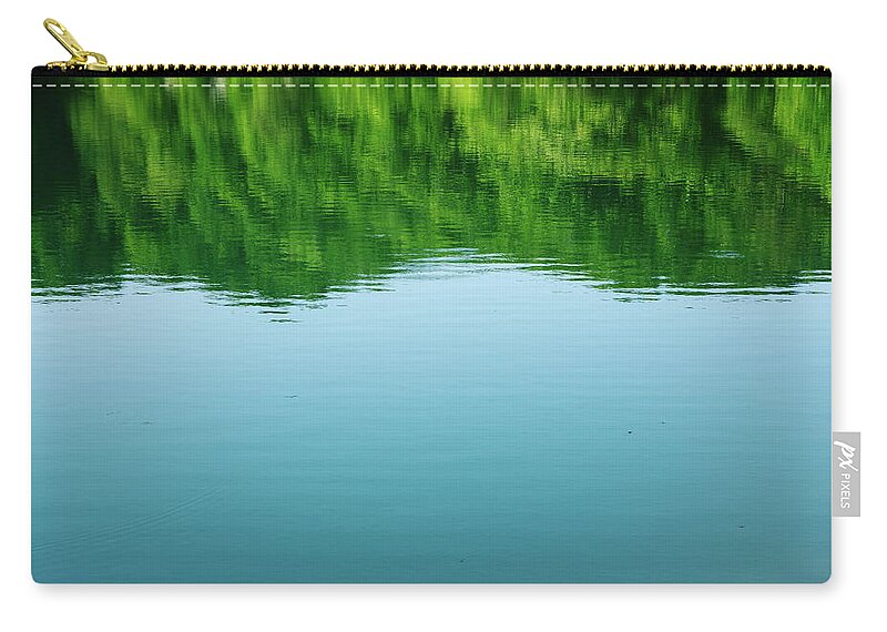 Aomori Prefecture Zip Pouch featuring the photograph Surface Of The Lake In Forest by Sot