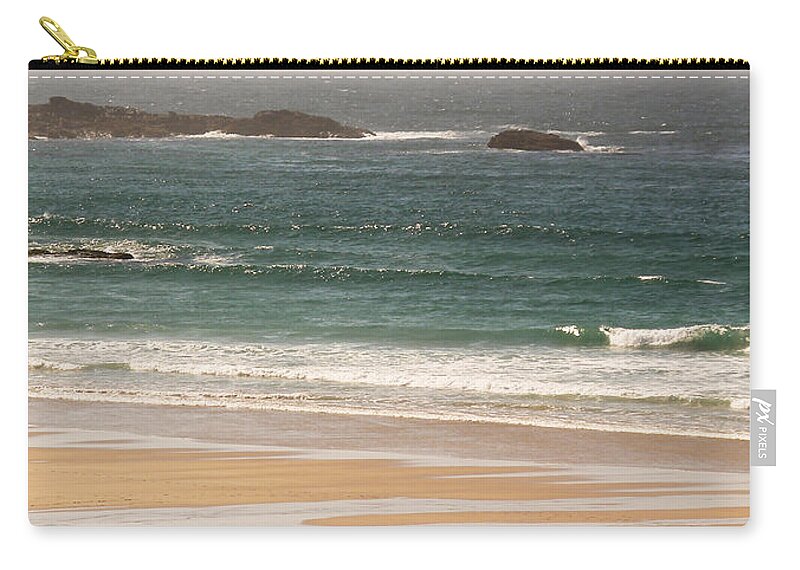 Surf Zip Pouch featuring the photograph Surfers on beach 01 by Pixel Chimp