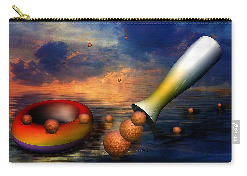 Surreal Dinner Served Over The Ocean Zip Pouch featuring the digital art Surreal Dinner Served Over the Ocean by Angela Stanton
