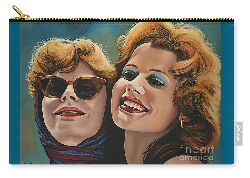 Susan Sarandon Carry-all Pouch featuring the painting Susan Sarandon and Geena Davies alias Thelma and Louise by Paul Meijering