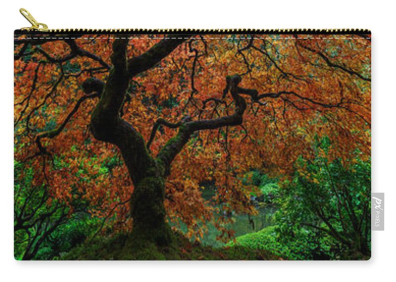 Swamped Japanese Maple Zip Pouch featuring the photograph Swamped Japanese by Wes and Dotty Weber