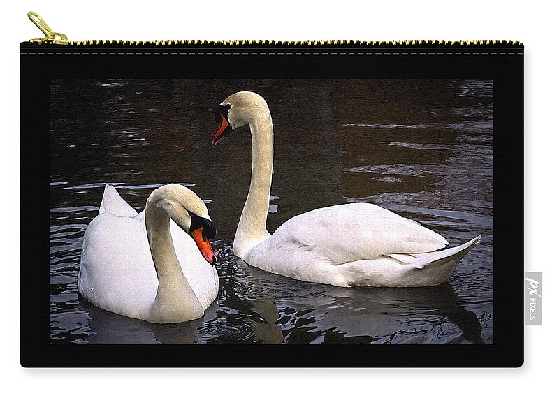 Birds Zip Pouch featuring the photograph Swans Two by Elf EVANS