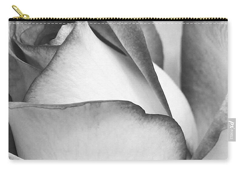 Macro Zip Pouch featuring the photograph Sweet Black and White Rose by Sabrina L Ryan