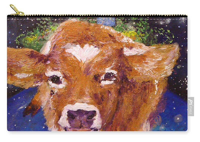Cow Zip Pouch featuring the painting Sweet Buttercup by Ashleigh Dyan Bayer