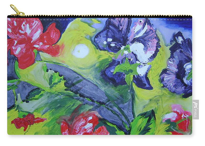 Sweet Peas Zip Pouch featuring the painting Sweet Peas by Therese Legere