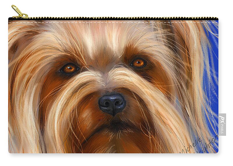 Silky Terrier Zip Pouch featuring the painting Sweet Silky Terrier Portrait by Michelle Wrighton