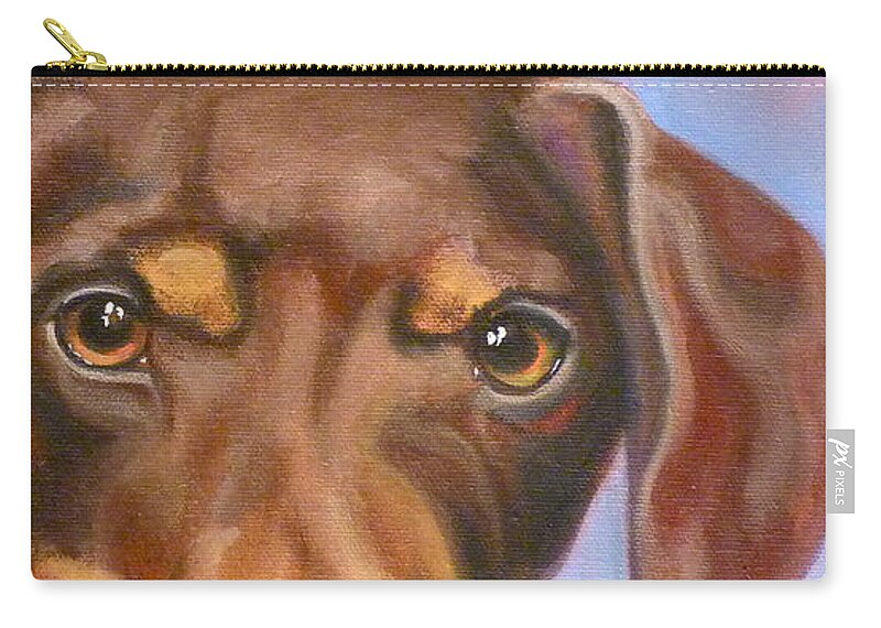 Dog Zip Pouch featuring the painting Rescued at Last by Susan A Becker