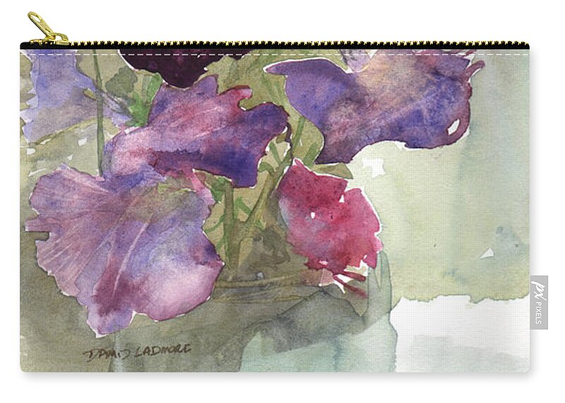 Sweetpeas Carry-all Pouch featuring the painting Sweetpeas 3 by David Ladmore