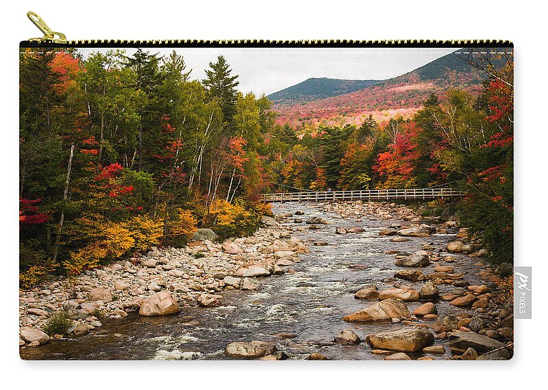autumn Foliage New England Zip Pouch featuring the photograph Swift River painted with autumns paint brush by Jeff Folger