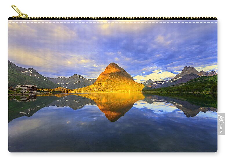 Montana Zip Pouch featuring the photograph Swiftcurrent Sunrise by Dustin LeFevre