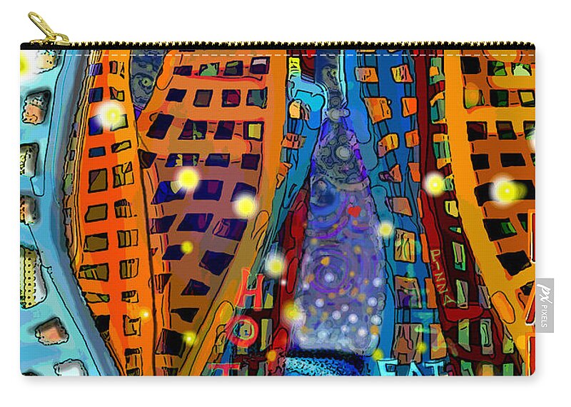Swing Zip Pouch featuring the digital art Swing City by Carol Jacobs