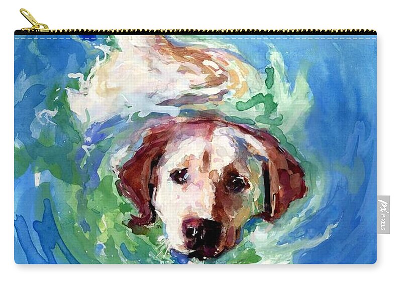 Dog Swimming Zip Pouch featuring the painting Swirl Pool by Molly Poole