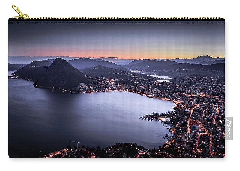 Tranquility Zip Pouch featuring the photograph Switzerland Lugano Sunrise by Frederic Huber Photography