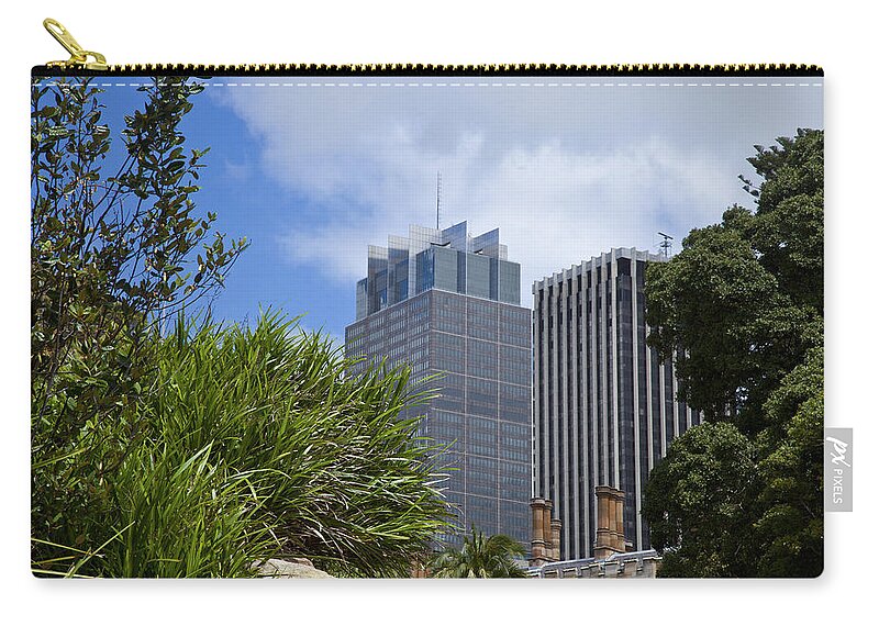 Corporate Business Zip Pouch featuring the photograph Sydney Cbd Cityscape Seen Beside Plants by Leopatrizi