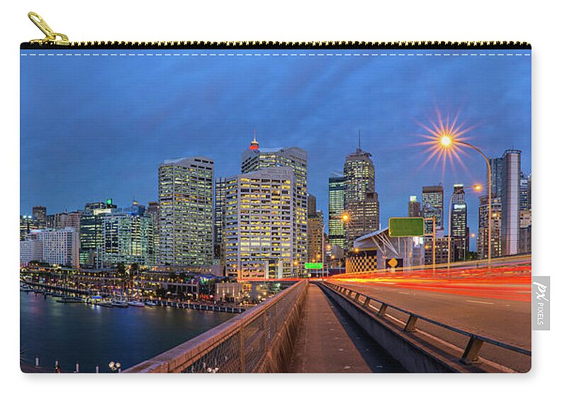 Panoramic Zip Pouch featuring the photograph Sydney City At Dusk by Atomiczen