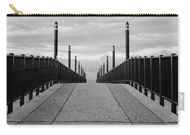 Monochrome Zip Pouch featuring the photograph Symmetry in black and white by AM FineArtPrints