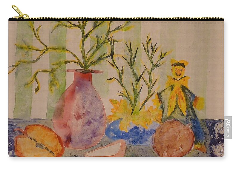 Watercolor On Yupo Zip Pouch featuring the painting Table Setting by Kim Shuckhart Gunns