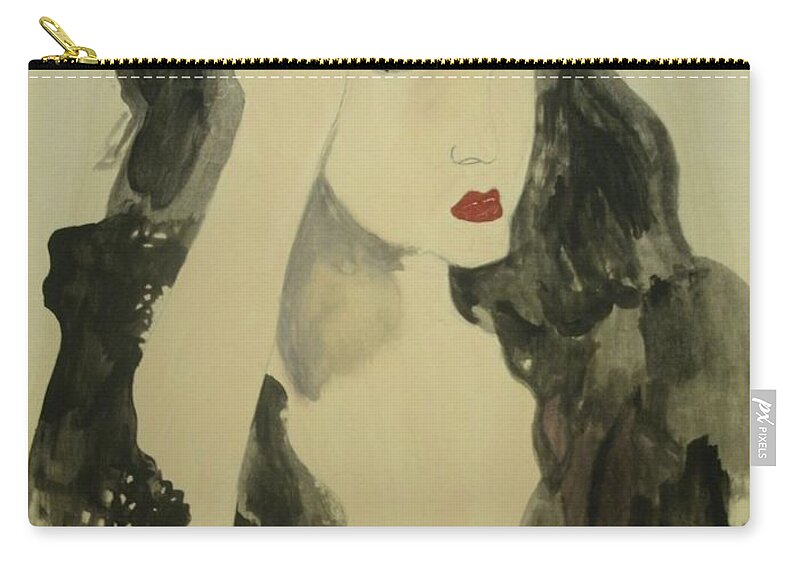 Woman Zip Pouch featuring the painting Tairrie by Samantha Lusby
